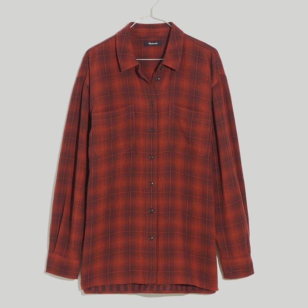 Madewell Oversized Flannel Button-Down Shirt size medium